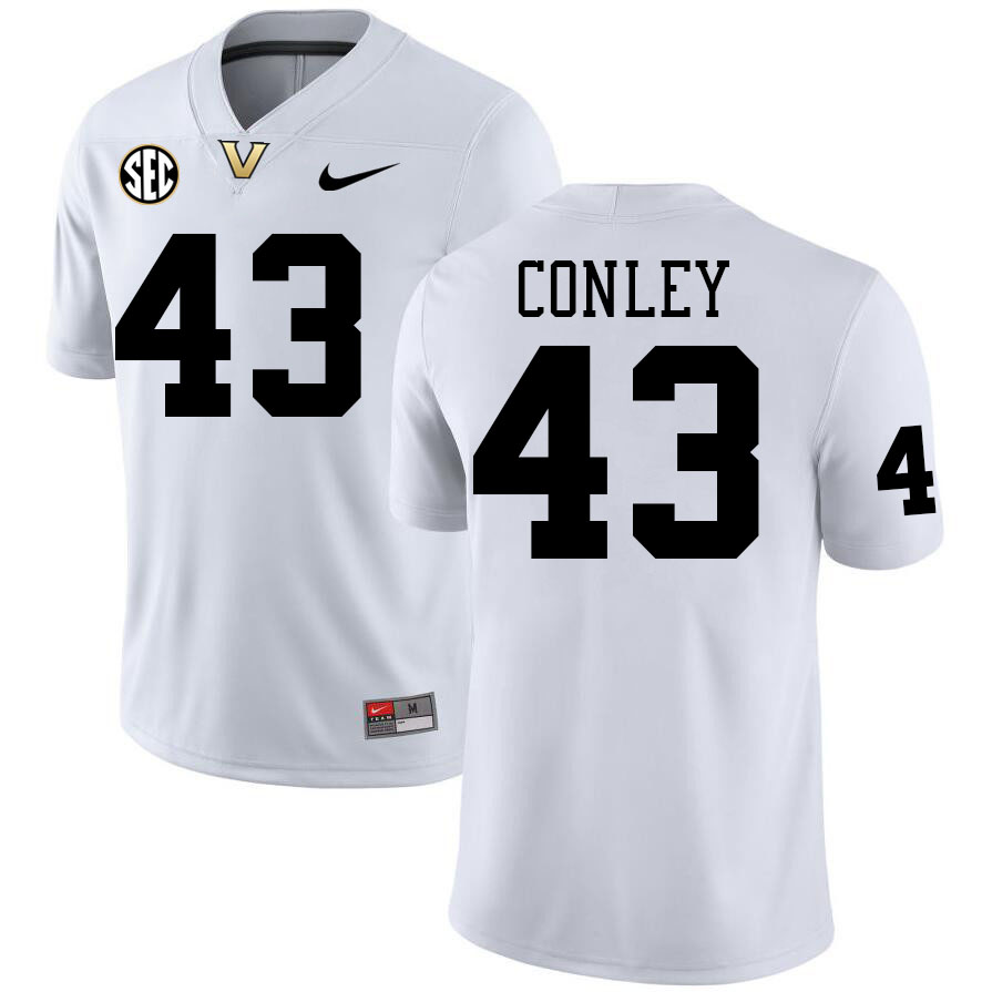 Vanderbilt Commodores #43 Will Conley College Football Jerseys Stitched-White